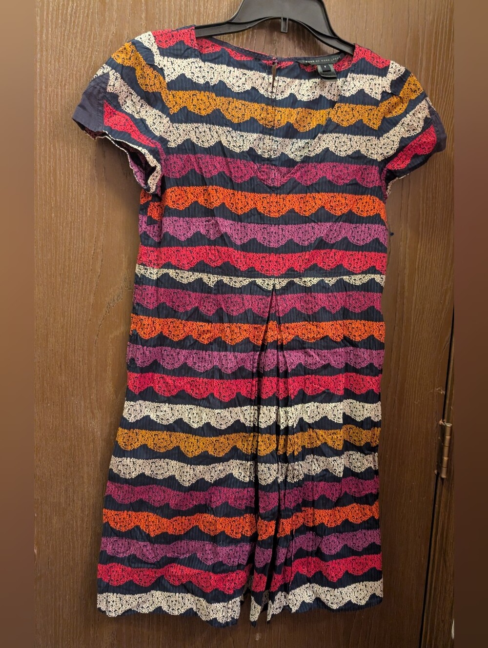 Marc by Marc Jacobs Women's Size 4 V-Neck Printed Striped Dress Cap Sleeve